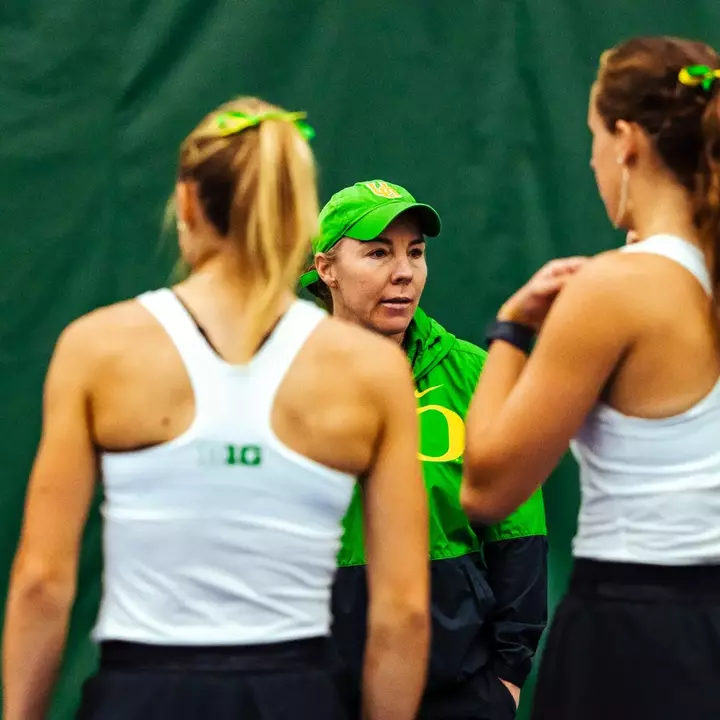 The Oregon women's tennis team takes on Portland at the Student Tennis Center on Feb. 7, 2026.