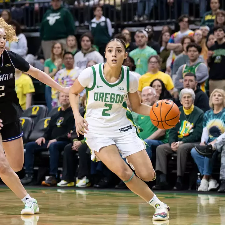 The Oregon women's basketball team takes on Washington on Senior Day at Matthew Knight Arena on March 1, 2026.