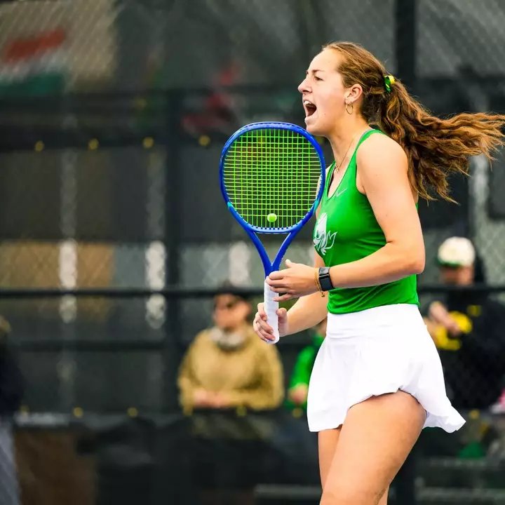The Oregon women's tennis team takes on Northwestern at the UO Student Tennis Center on March 29, 2026.