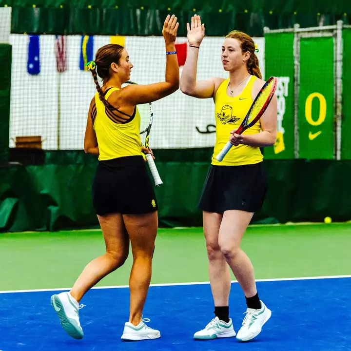 The Oregon women's tennis team takes on Minnesota at the UO Student Tennis Center on April 12, 2026.