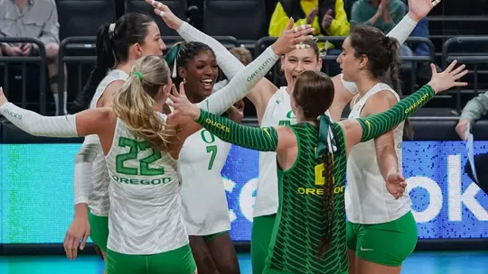 Team huddle celebration vs LIU (Sept. 4, 2026)