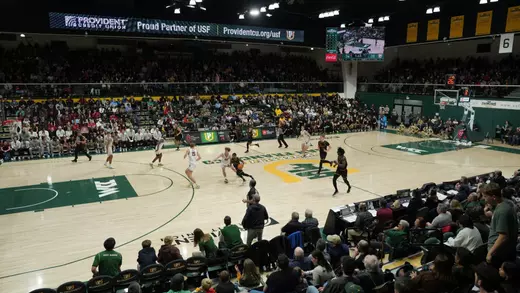 2/4/23: USF MBB vs SCU at War Memorial Gym in the Sobrato Center in San Francisco, CA. Mandatory Credit: Image by Chris M. Leung for USF Dons Men's Basketball.