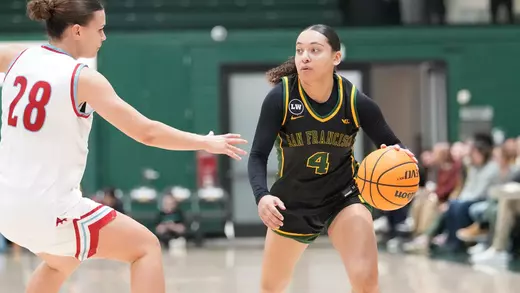 Meghan McIntyre dribbling vs. LMU 2026