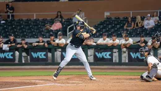 Eddison Esquivel batting vs. Pacific at WCC Tournament 2026