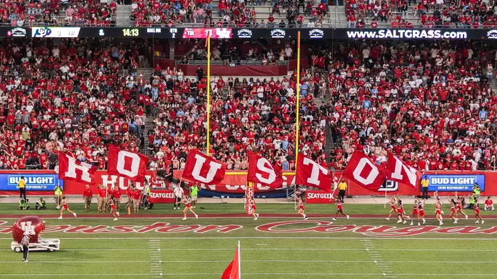 Fans Student Section Cheer HOUSTON Flags