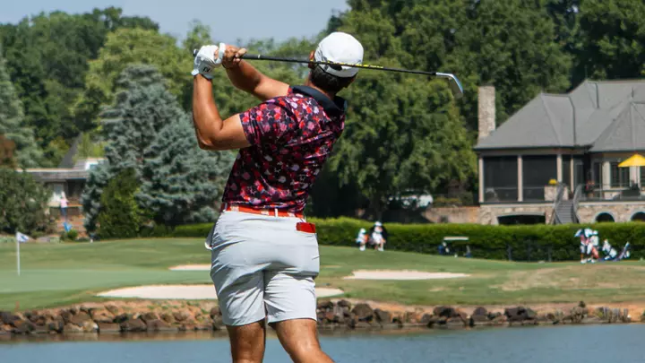Hudson Weibel tees off at NCAA Bermuda Run Regional