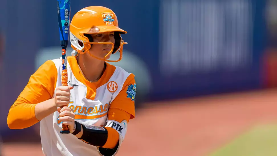 OKLAHOMA CITY, OK - June 01, 2025 - Infielder Emma Clarke #13 of the Tennessee Lady Volunteers during the 2025 NCAA Women's College World Series game between the UCLA Bruins and the Tennessee Lady Volunteers at Devon Park in Oklahoma City, OK. Photo By Andrew Ferguson/Tennessee Athletics