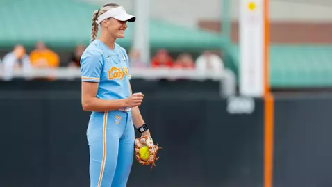 KNOXVILLE, TN - May 24, 2025 - Pitcher Karlyn Pickens #23 of the Tennessee Lady Volunteers during game two of the 2025 NCAA Softball Tournament Super Regional game between the Nebraska Cornhuskers and the Tennessee Lady Volunteers at Sherri Parker Lee Stadium in Knoxville, TN. Photo By Andrew Ferguson/Tennessee Athletics