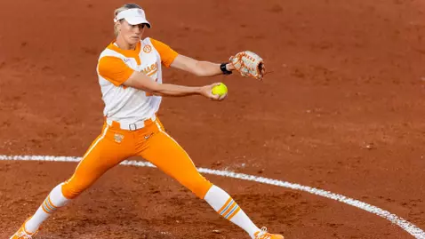 KNOXVILLE, TN - May 23, 2025 - Pitcher Karlyn Pickens #23 of the Tennessee Lady Volunteers during game one of the 2025 NCAA Softball Tournament Super Regional game between the Nebraska Cornhuskers and the Tennessee Lady Volunteers at Sherri Parker Lee Stadium in Knoxville, TN. Photo By Andrew Ferguson/Tennessee Athletics