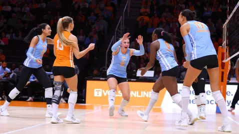 Lady Vols Celebrate During Sunday Match against LSU
