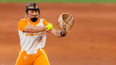 KNOXVILLE, TN - May 23, 2025 - Pitcher Sage Mardjetko #6 of the Tennessee Lady Volunteers during game one of the 2025 NCAA Softball Tournament Super Regional game between the Nebraska Cornhuskers and the Tennessee Lady Volunteers at Sherri Parker Lee Stadium in Knoxville, TN. Photo By Andrew Ferguson/Tennessee Athletics