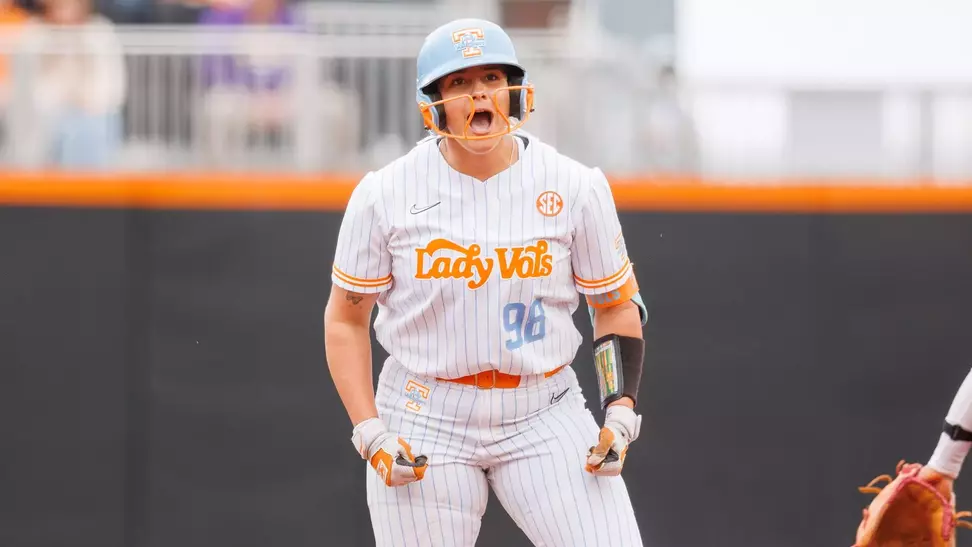 KNOXVILLE, TN - March 08, 2026 - Infielder Makenzie Butt #98 of the Tennessee Lady Volunteers during the game between the LSU Tigers and the Tennessee Lady Volunteers at Sherri Parker Lee Stadium in Knoxville, TN. Photo By Avery Bane/Tennessee Athletics