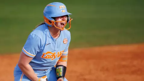KNOXVILLE, TN - March 07, 2026 - Pitcher/Infielder Maddi Rutan #21 of the Tennessee Lady Volunteers during the game between the LSU Tigers and the Tennessee Lady Volunteers at Sherri Parker Lee Stadium in Knoxville, TN. Photo By Ryan Beatty/Tennessee Athletics