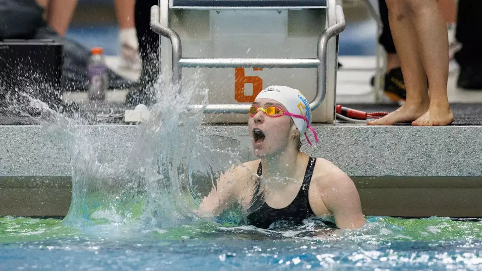 Camille Spink Celebrates After Win at SEC Championships