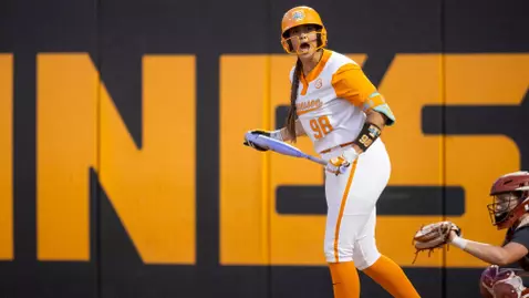 KNOXVILLE, TN - April 27, 2026 - Infielder Makenzie Butt #98 of the Tennessee Lady Volunteers during the game between the Alabama Crimson Tide and the Tennessee Lady Volunteers at Sherri Parker Lee Stadium in Knoxville, TN. Photo By Andrew Ferguson/Tennessee Athletics