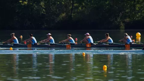 The Second Varsity Eight Crew Competes at Melton Hil Lake in Oak Ridge, Tennessee