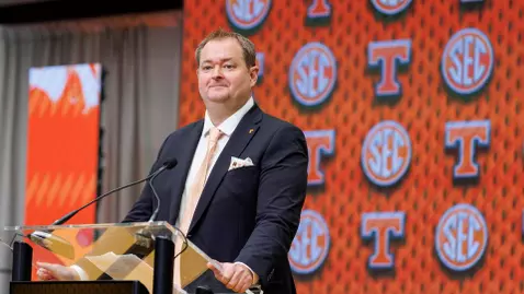 Heupel 2025 SEC Media Day Podium