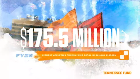 The Tennessee Fund raised $175.5 million in FY26, the highest athletics fundraising total in school history. This figure surpassed the previous record of $169.5 million set in FY25.