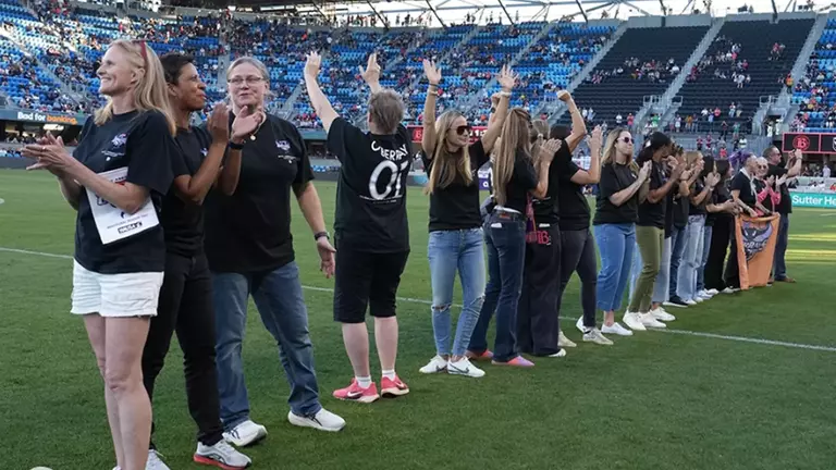 Cyber Rays 2001 Championship Team Celebration at Bay FC Game 2026