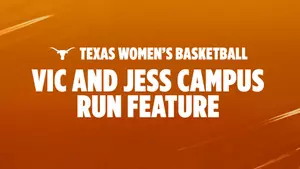 Feb. 28, 2026 | Jess Sims takes a run with Coach Vic Schaefer around Texas campus