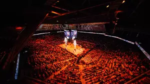 overhead shot of crowd in Moody from Texas A&M pregame