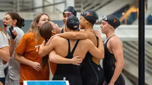 The Texas 400-Freestyle Relay Team Celebrating After Their Race