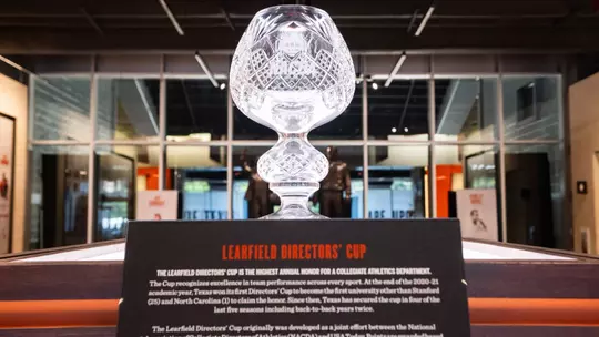 Learfield Directors' Cup trophy display in Hall of Fame