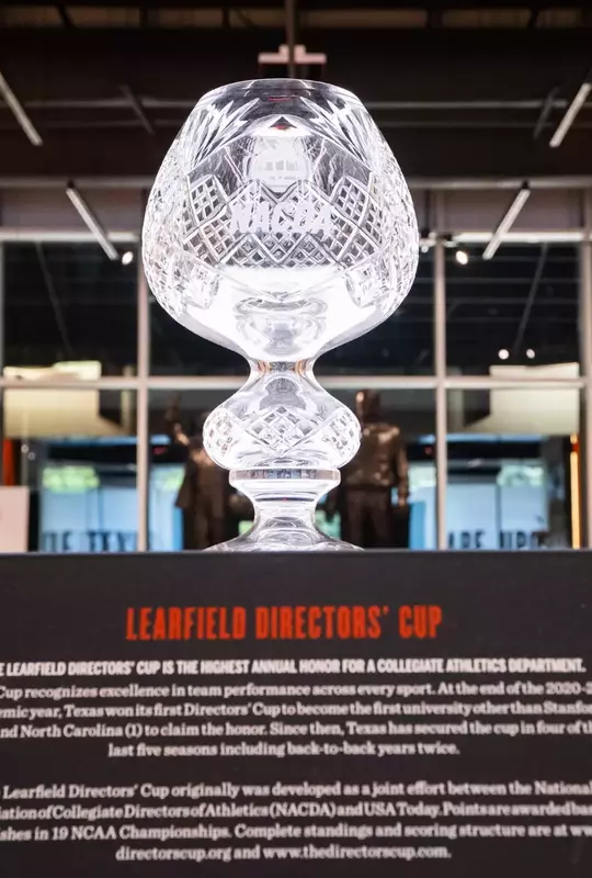 Learfield Directors' Cup trophy display in Hall of Fame