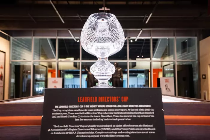 Learfield Directors' Cup trophy display in Hall of Fame