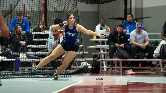 Sterling Glenn throws the shotput in the 2025 Stan Scott Invite at Texas Tech