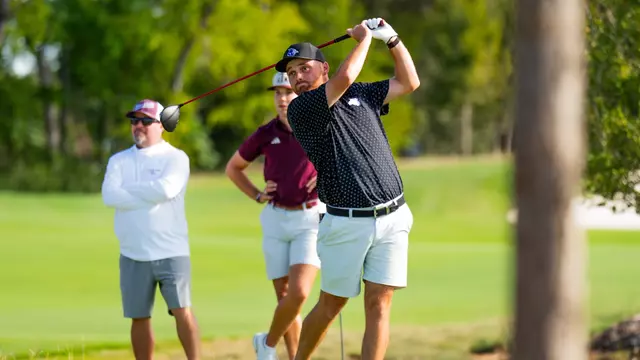 Rex Hargrove takes a swing at the Abilene Christian Intercollegiate at Halbert National in Granbury, Texas on Oct. 19, 2026.