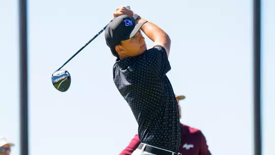 Jack Hollingsed takes a swing at the Abilene Christian Intercollegiate at Halbert National on Oct. 19, 2026.