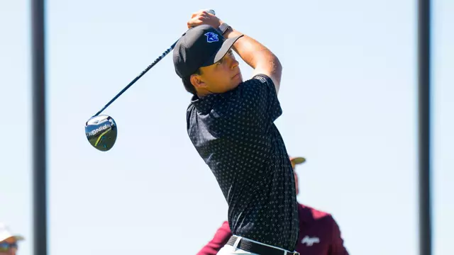 Jack Hollingsed takes a swing at the Abilene Christian Intercollegiate at Halbert National on Oct. 19, 2026.