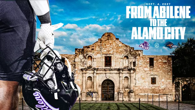 ACU football at UTSA in 2027 game announcement graphic