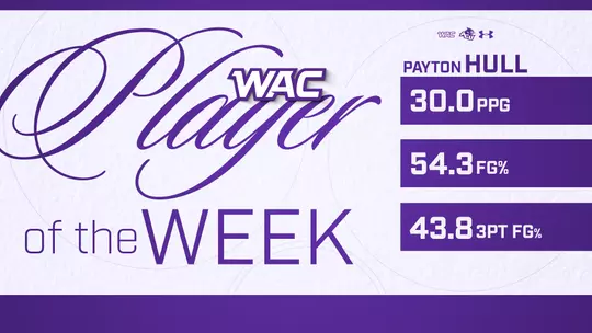 Payton Hull WAC Player of the Week Graphic 2/16/26