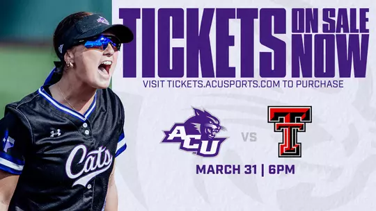 ACU vs Texas Tech softball tickets graphic