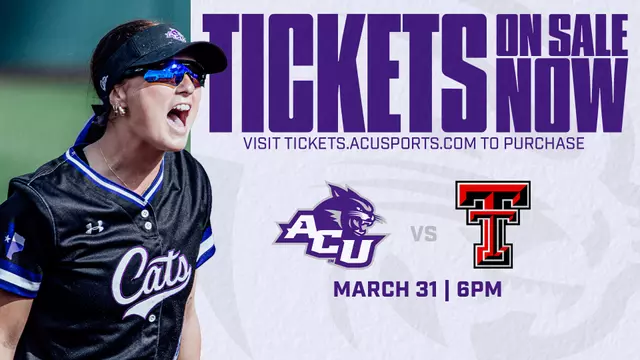 ACU vs Texas Tech softball tickets graphic