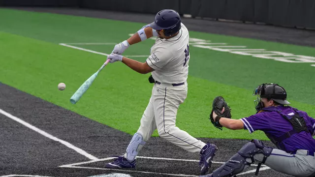 Diego Cardenas swings at a pitch in ACU's series versus St. Thomas at Crutcher Scott Field at Bullock Brothers Ballpark on Feb. 13-15, 2026.