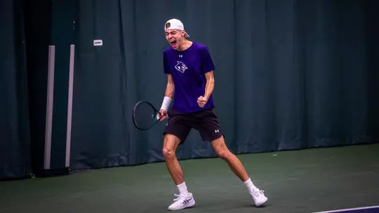 Merse Deli shouts in excitement during a match against Tyler Junior College on February 6, 2025