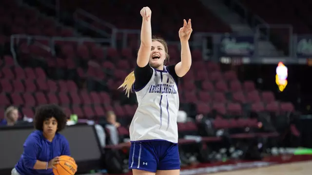 Emma Troxell shoots a jumper in ACU's shootaround at the WAC Tournament in Las Vegas on March 13, 2026.