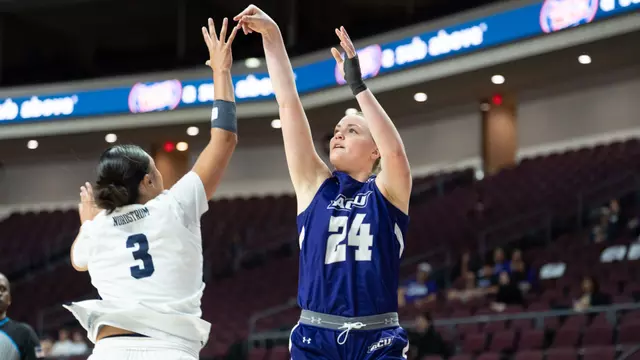 Emma Troxell shoots a jump shot versus California Baptist at the WAC Tournament in Las Vegas on March 14, 2026.