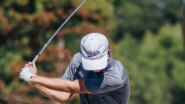 Jack Hollingsed takes a swing at an ACU men's golf practice in Abilene, Texas on Sept. 11, 2025.