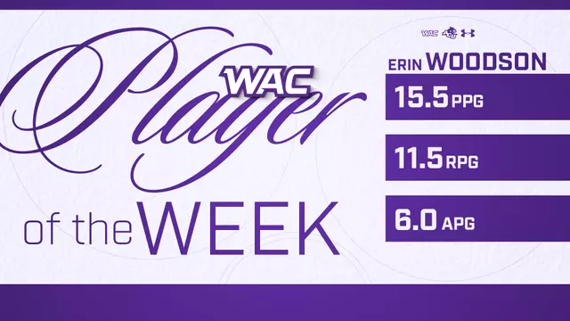 Erin Woodson WAC Player of the Week 3/2 Graphic
