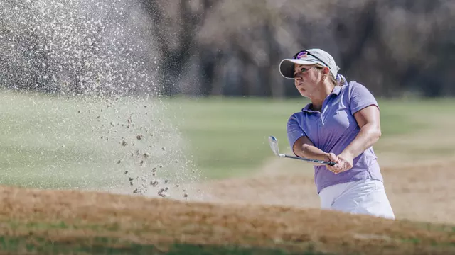 Ryann Honea takes a swing in a bunker in the West Texas Classic at Abilene Country Club on March 2-3, 2026.
