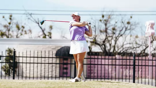 Maddi Kamas takes a swing at the West Texas Classic at Abilene Country Club on March 2, 2026.