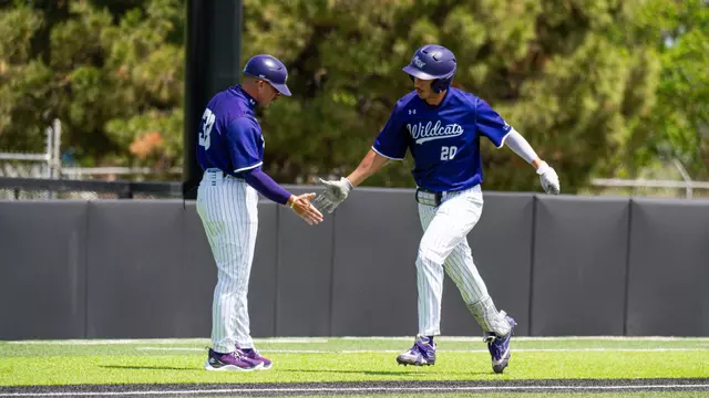 Gavin Brzozowski rounds the bases after hitting a home run in ACU's 9-8 win over CBU at Crutcher Scott Field at Bullock Brothers Ballpark on April 4, 2026.