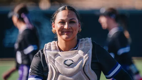 Valerie Ornelas smiles to the camera during a game against South Dakota State on February 11, 2026