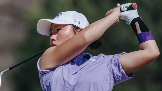 Jiyu Han takes a swing at the West Texas Classic at Abilene Country Club on March 2, 2026.