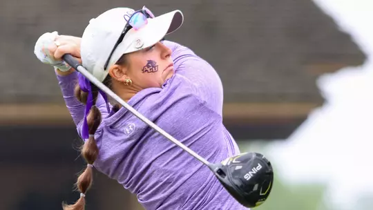 Ryann Honea takes a swing in the third round at the WAC Championship in McKinney, Texas on April 22, 2026.