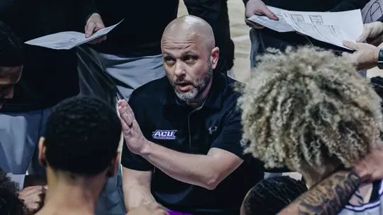Brette Tanner talks to his team during a game against Southern Utah in 2026.
